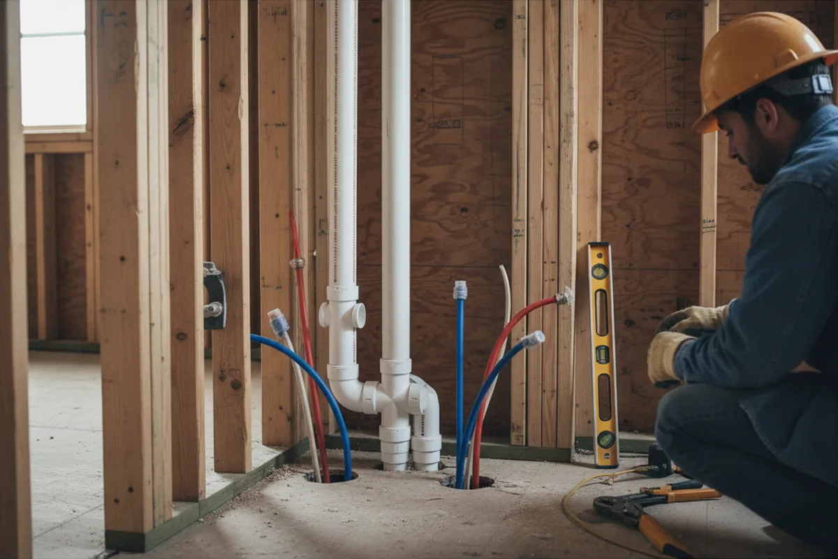 Drain and supply rough-in during Leak Detection in Reed Point